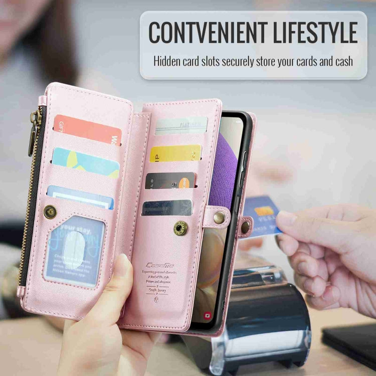 For Samsung Galaxy A32 5G CaseMe C36 Card Slots Zipper Wallet RFID Anti-theft Leather Phone Case(Pink) - free shipping - PMC Jewellery - Order now!