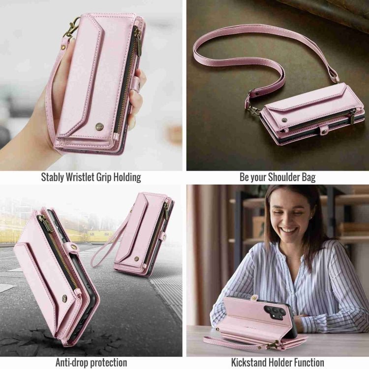 For Samsung Galaxy A32 5G CaseMe C36 Card Slots Zipper Wallet RFID Anti-theft Leather Phone Case(Pink) - free shipping - PMC Jewellery - Order now!