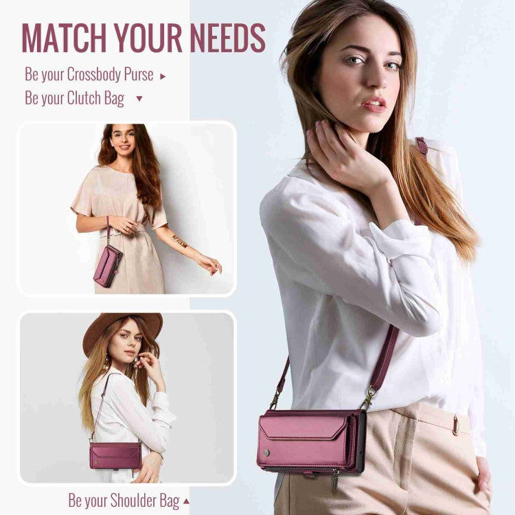 For Samsung Galaxy A35 5G CaseMe C36 Card Slots Zipper Wallet RFID Anti-theft Leather Phone Case(Wine Red) - free shipping - PMC Jewellery - Order now!