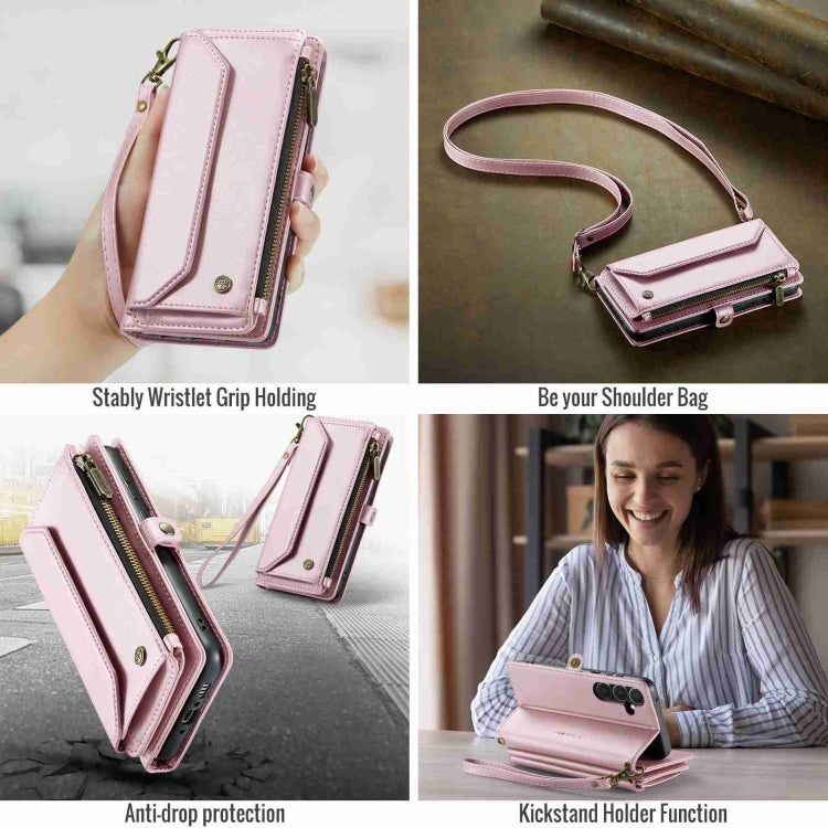 For Samsung Galaxy A35 5G CaseMe C36 Card Slots Zipper Wallet RFID Anti-theft Leather Phone Case(Pink) - free shipping - PMC Jewellery - Order now!
