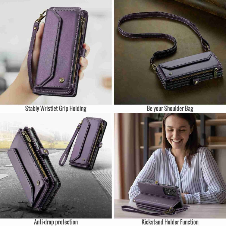 For Samsung Galaxy A52 / A52s 5G CaseMe C36 Card Slots Zipper Wallet RFID Anti-theft Leather Phone Case(Purple) - free shipping - PMC Jewellery - Order now!