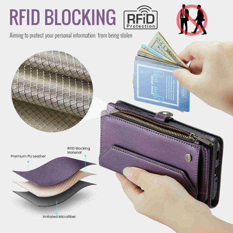 For Samsung Galaxy A53 5G CaseMe C36 Card Slots Zipper Wallet RFID Anti-theft Leather Phone Case(Purple) - free shipping - PMC Jewellery - Order now!