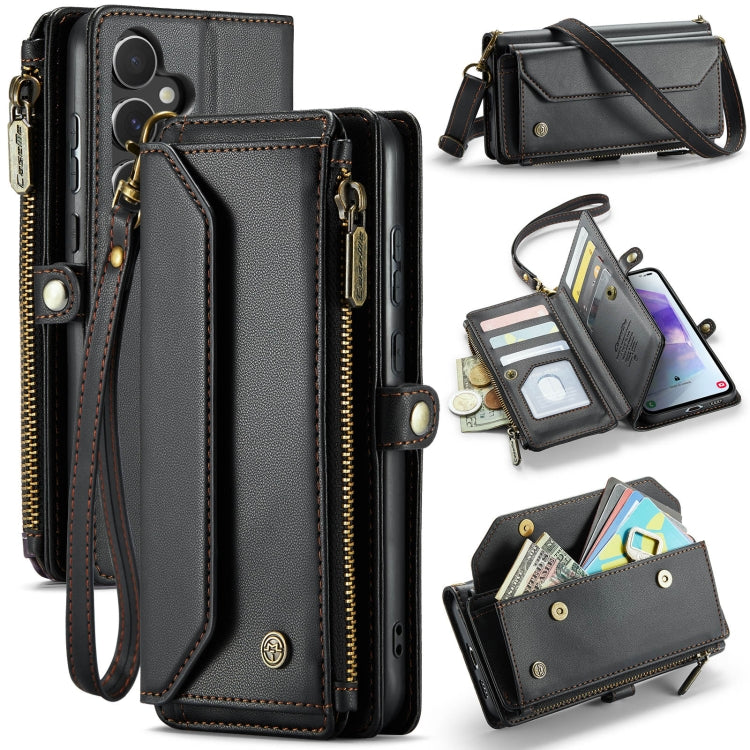 For Samsung Galaxy A55 5G CaseMe C36 Card Slots Zipper Wallet RFID Anti-theft Leather Phone Case(Black) - free shipping - PMC Jewellery - Order now!