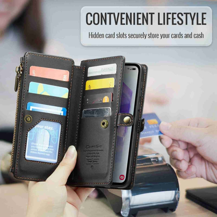 For Samsung Galaxy A55 5G CaseMe C36 Card Slots Zipper Wallet RFID Anti-theft Leather Phone Case(Black) - free shipping - PMC Jewellery - Order now!