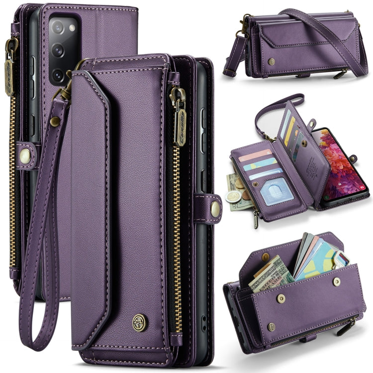 For Samsung Galaxy S20 FE CaseMe C36 Card Slots Zipper Wallet RFID Anti-theft Leather Phone Case(Purple) - free shipping - PMC Jewellery - Order now!