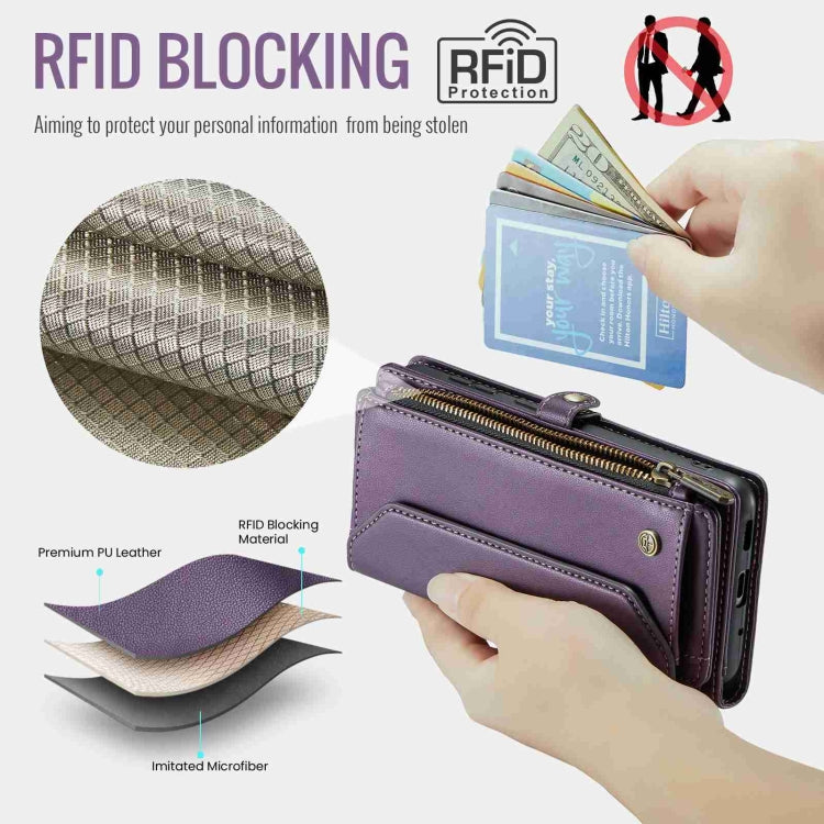 For Samsung Galaxy S20+ CaseMe C36 Card Slots Zipper Wallet RFID Anti-theft Leather Phone Case(Purple) - free shipping - PMC Jewellery - Order now!