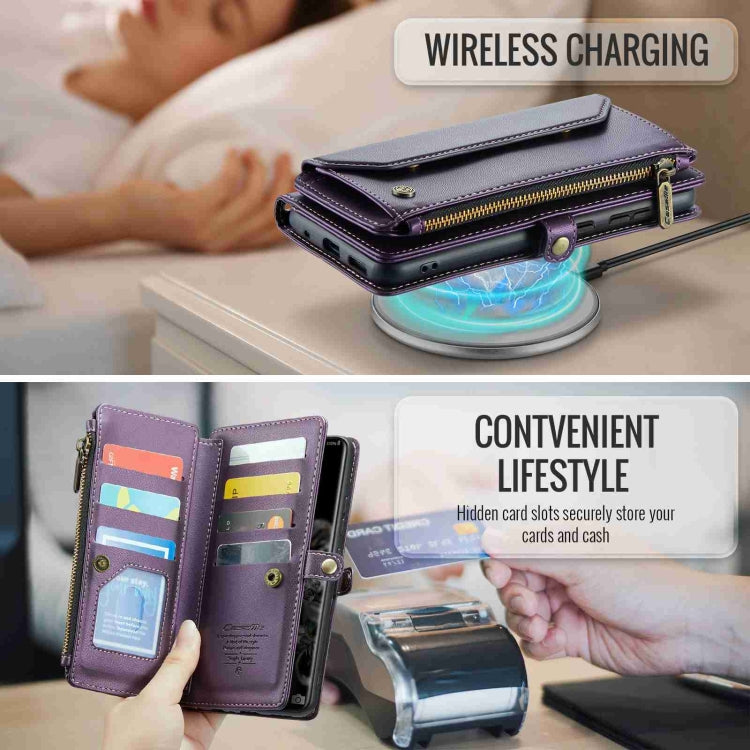 For Samsung Galaxy S20 Ultra CaseMe C36 Card Slots Zipper Wallet RFID Anti-theft Leather Phone Case(Purple) - free shipping - PMC Jewellery - Order now!