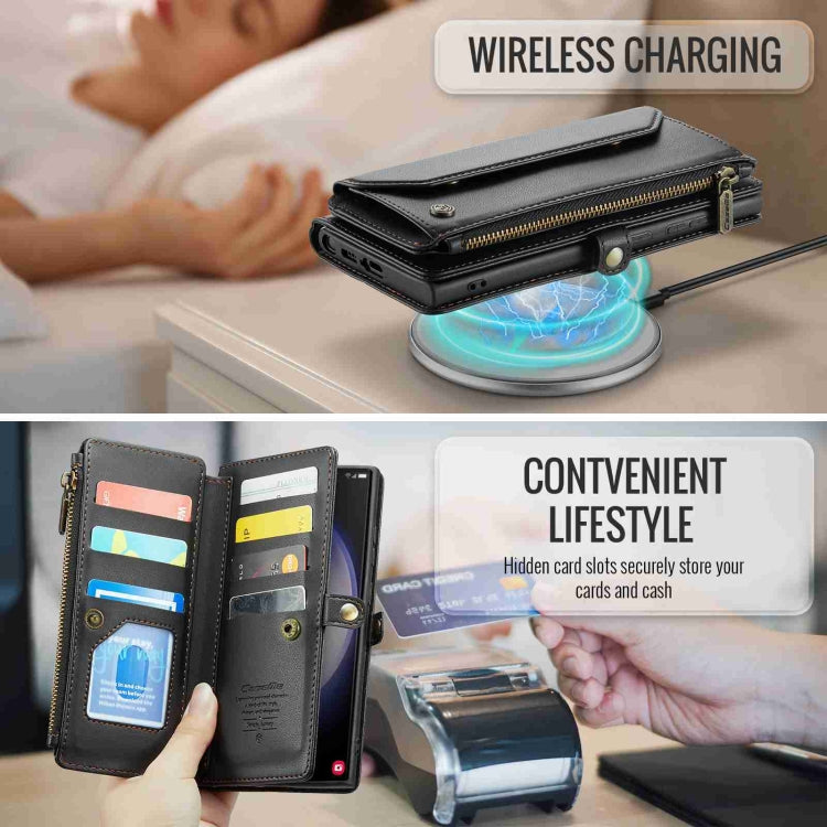 For Samsung Galaxy S23 Ultra 5G CaseMe C36 Card Slots Zipper Wallet RFID Anti-theft Leather Phone Case(Black) - free shipping - PMC Jewellery - Order now!