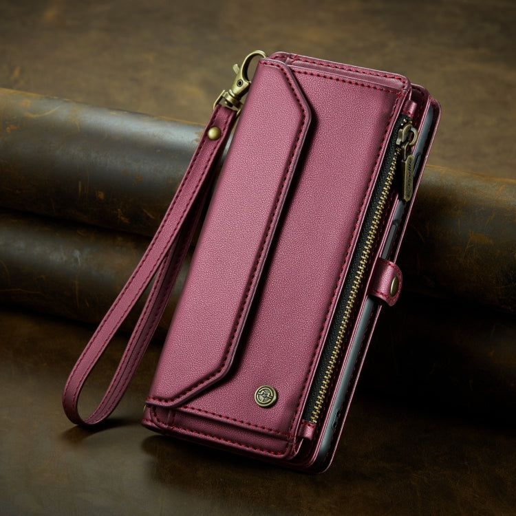 For Samsung Galaxy S23 Ultra 5G CaseMe C36 Card Slots Zipper Wallet RFID Anti-theft Leather Phone Case(Wine Red) - free shipping - PMC Jewellery - Order now!