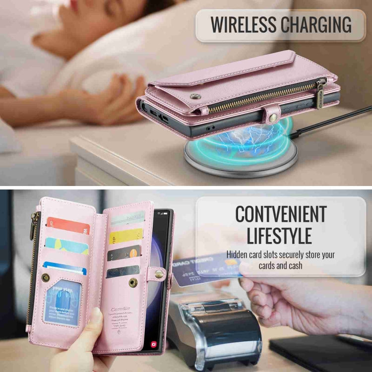 For Samsung Galaxy S23 Ultra 5G CaseMe C36 Card Slots Zipper Wallet RFID Anti-theft Leather Phone Case(Pink) - free shipping - PMC Jewellery - Order now!