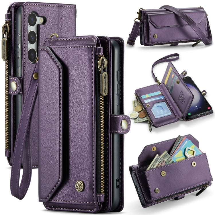 For Samsung Galaxy S23 5G CaseMe C36 Card Slots Zipper Wallet RFID Anti-theft Leather Phone Case(Purple) - free shipping - PMC Jewellery - Order now!