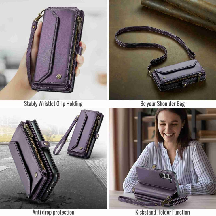 For Samsung Galaxy S23 5G CaseMe C36 Card Slots Zipper Wallet RFID Anti-theft Leather Phone Case(Purple) - free shipping - PMC Jewellery - Order now!