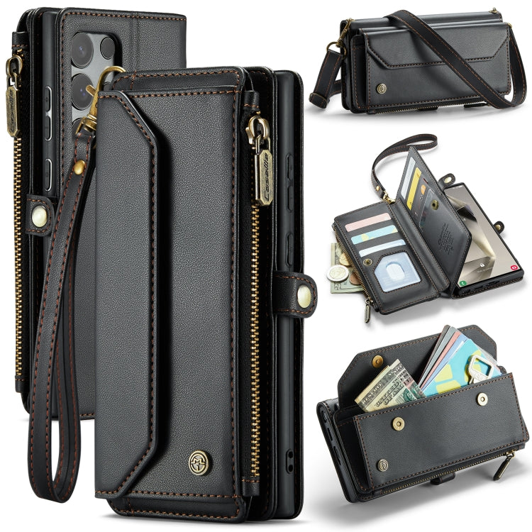 For Samsung Galaxy S24 Ultra 5G CaseMe C36 Card Slots Zipper Wallet RFID Anti-theft Leather Phone Case(Black) - free shipping - PMC Jewellery - Order now!