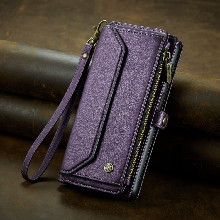 For Samsung Galaxy S24 5G CaseMe C36 Card Slots Zipper Wallet RFID Anti-theft Leather Phone Case(Purple) - free shipping - PMC Jewellery - Order now!