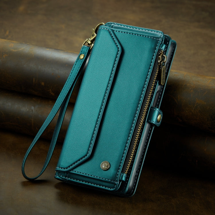 For Samsung Galaxy S24 5G CaseMe C36 Card Slots Zipper Wallet RFID Anti-theft Leather Phone Case(Blue-green) - free shipping - PMC Jewellery - Order now!