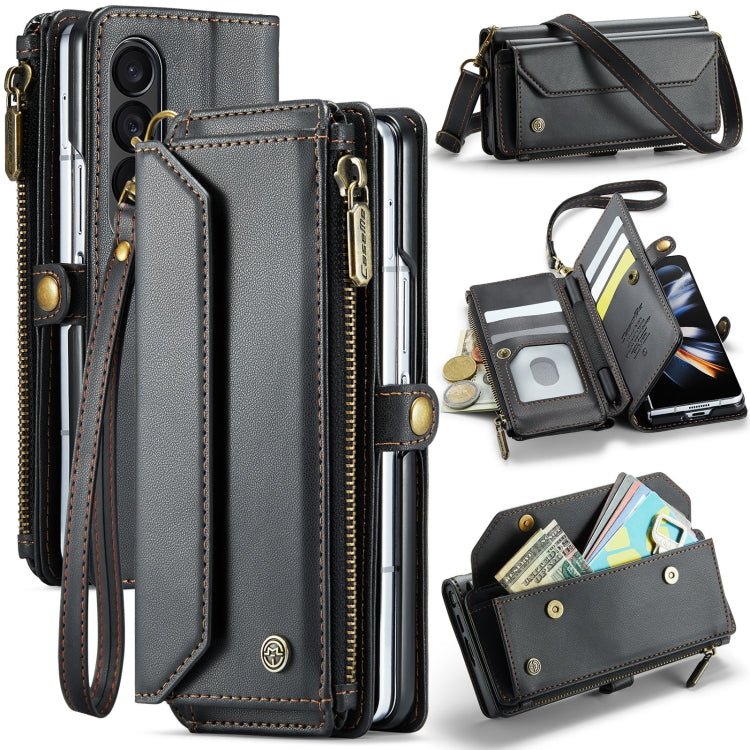 For Samsung Galaxy Z Fold4 CaseMe C36 Card Slots Zipper Wallet RFID Anti-theft Leather Phone Case(Black) - free shipping - PMC Jewellery - Order now!