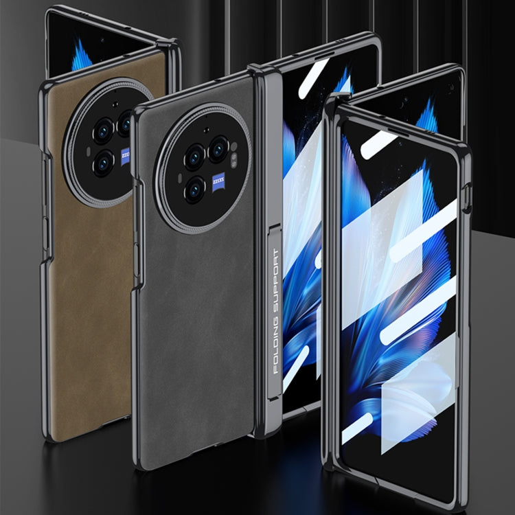For vivo X Fold3 Pro GKK Integrated Magnetic Fold Hinge Leather Shockproof Phone Case(Matte Brown) - free shipping - PMC Jewellery - Order now!