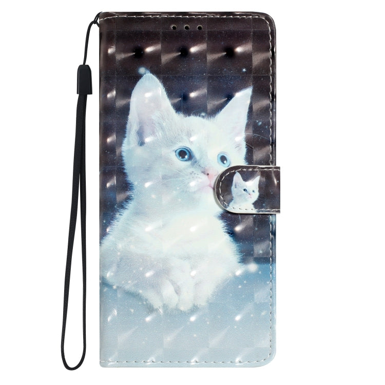 For Motorola Moto G Play 2024 3D Pattern Leather Phone Case(White Cat) - Motorola Cases by PMC Jewellery | Online Shopping South Africa | PMC Jewellery | Buy Now Pay Later Mobicred