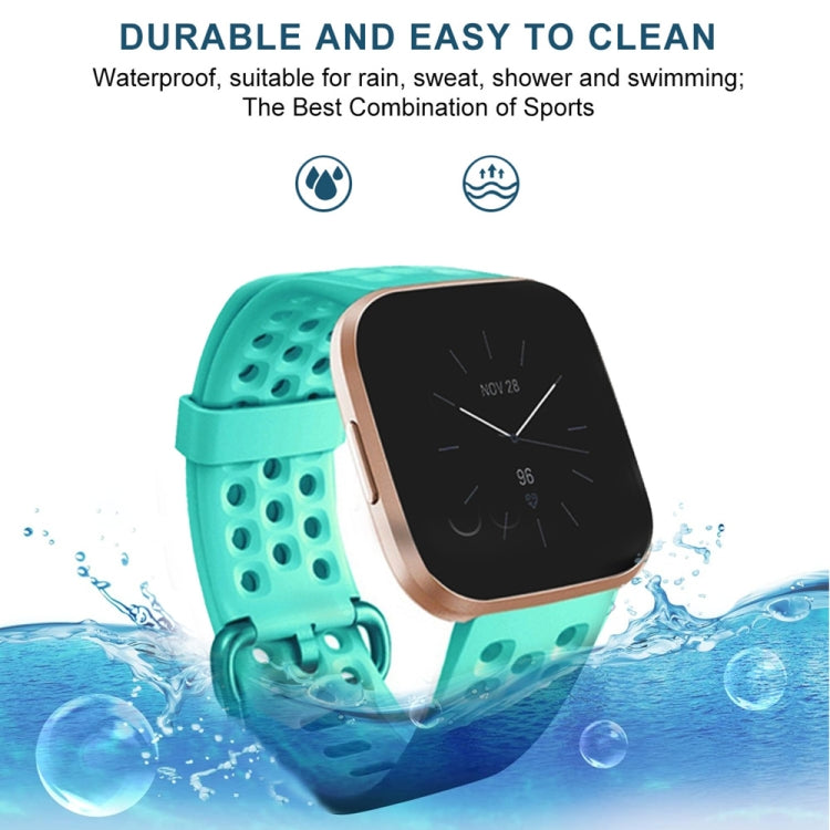 For Fitbit Versa 2 Breathable Silicone Watch Band, Size: Small(Cyan) - Watch Bands by PMc TechLife | Online Shopping South Africa | PMc TechLife | Buy Now Pay Later Mobicred