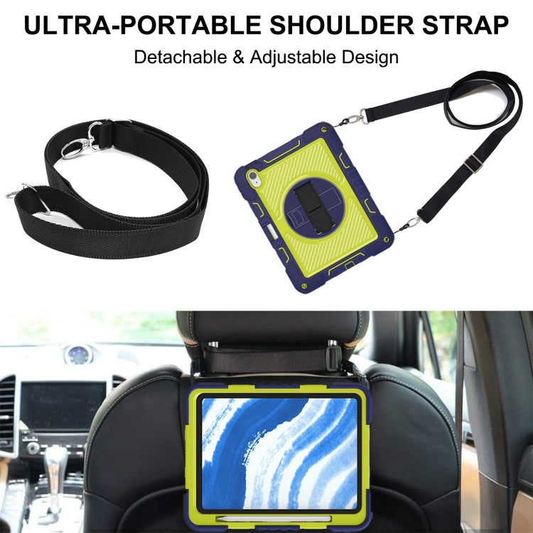 For iPad Air 11 2024 / Air 2022 10.9 360 Degree Rotation PC Contrast Silicone Tablet Case(Navy Blue + Yellow Green) - iPad Air 11 2024 Cases by PMC TechLife | Online Shopping South Africa | PMC TechLife | Buy Now Pay Later Mobicred