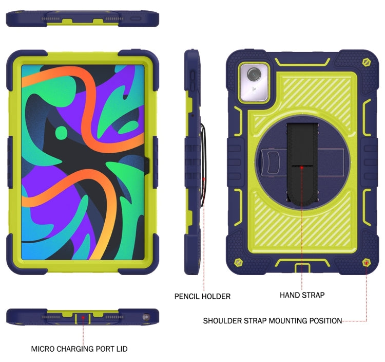 For Lenovo Tab M11 / Xiaoxin Pad 11 2024 360 Degree Rotation PC Contrast Silicone Tablet Case(Navy Blue + Yellow Green) - Lenovo by PMC Jewellery | Online Shopping South Africa | PMC Jewellery | Buy Now Pay Later Mobicred