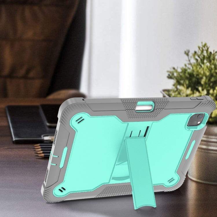 For iPad Pro 11 2024 Shockproof Silicone Hybrid PC Tablet Case with Holder(Mint Green + Grey) - iPad Pro 11 2024 Cases by PMC TechLife | Online Shopping South Africa | PMC TechLife | Buy Now Pay Later Mobicred
