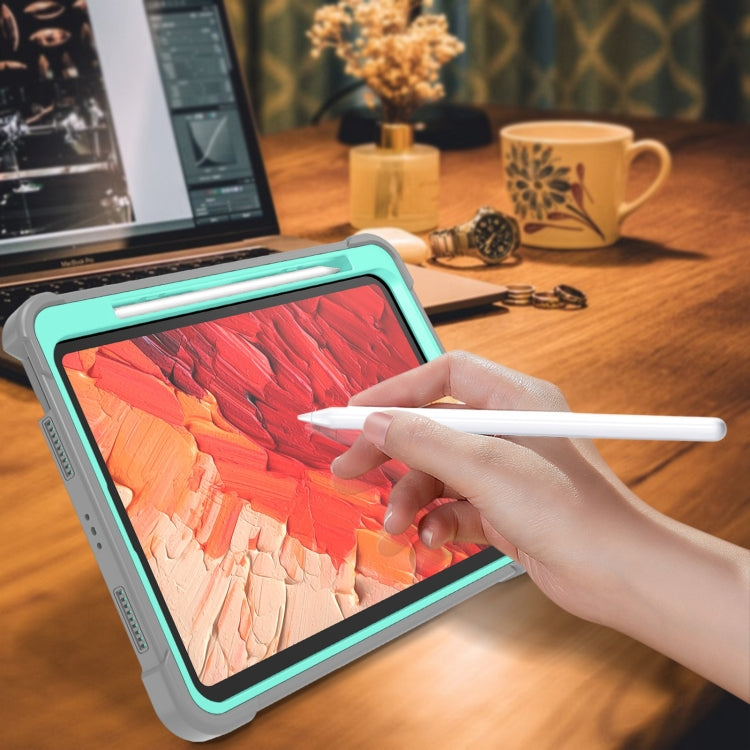 For iPad Pro 11 2024 Shockproof Silicone Hybrid PC Tablet Case with Holder(Mint Green + Grey) - iPad Pro 11 2024 Cases by PMC TechLife | Online Shopping South Africa | PMC TechLife | Buy Now Pay Later Mobicred