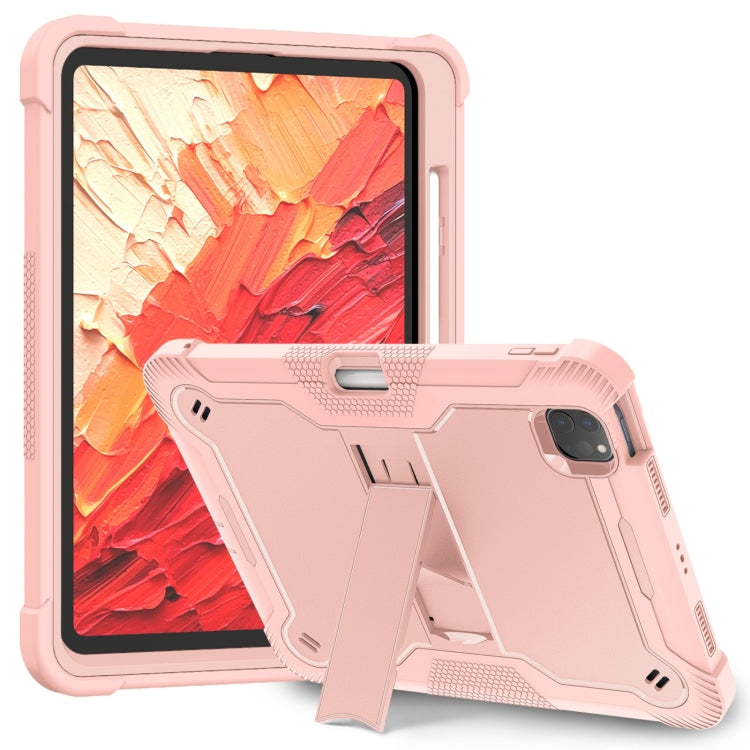 For iPad Pro 11 2024 Shockproof Silicone Hybrid PC Tablet Case with Holder(Rose Gold) - iPad Pro 11 2024 Cases by PMC TechLife | Online Shopping South Africa | PMC TechLife | Buy Now Pay Later Mobicred