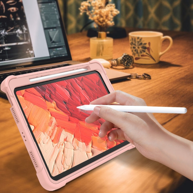 For iPad Pro 11 2024 Shockproof Silicone Hybrid PC Tablet Case with Holder(Rose Gold) - iPad Pro 11 2024 Cases by PMC TechLife | Online Shopping South Africa | PMC TechLife | Buy Now Pay Later Mobicred