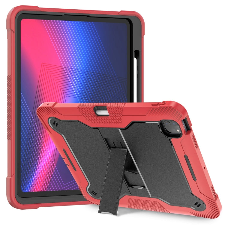 For iPad Pro 13 2024 Shockproof Silicone Hybrid PC Tablet Case with Holder(Black + Red) - iPad Pro 13 2024 Cases by PMC TechLife | Online Shopping South Africa | PMC TechLife | Buy Now Pay Later Mobicred