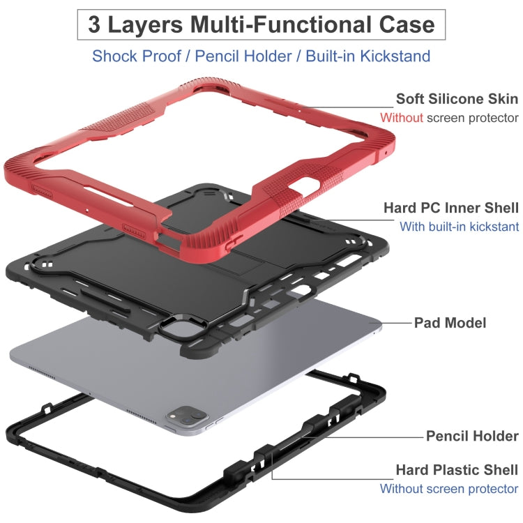 For iPad Pro 13 2024 Shockproof Silicone Hybrid PC Tablet Case with Holder(Black + Red) - iPad Pro 13 2024 Cases by PMC TechLife | Online Shopping South Africa | PMC TechLife | Buy Now Pay Later Mobicred
