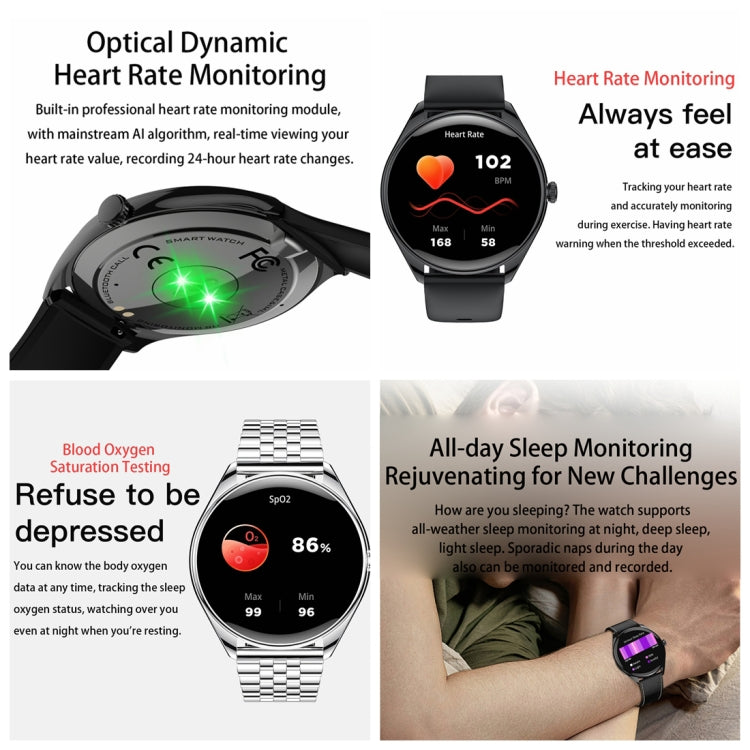 MT55 1.43 inch AMOLED HD Screen Ultra-thin Smart Call Health Watch, Silicone Strap(Silver Grey) - Smart Watches by PMC TechLife | Online Shopping South Africa | PMC TechLife | Buy Now Pay Later Mobicred