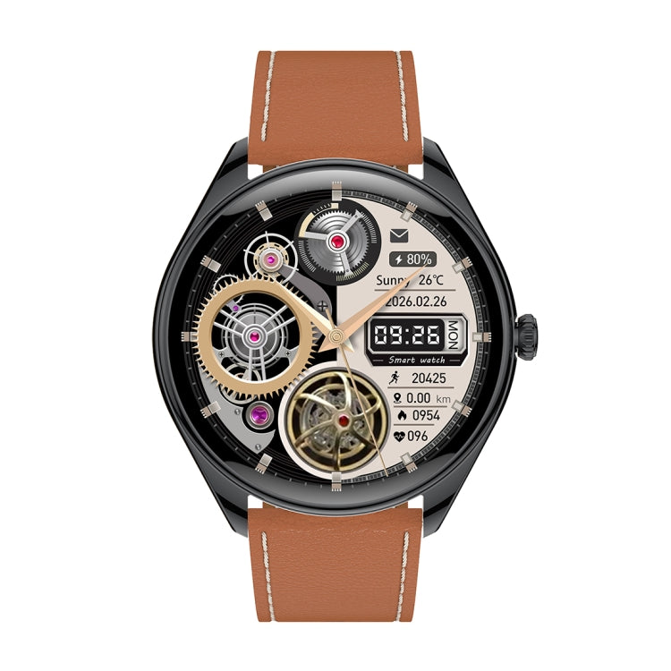 MT55 1.43 inch AMOLED HD Screen Ultra-thin Smart Call Health Watch, Leather Strap(Black Brown) - Smart Watches by PMC TechLife | Online Shopping South Africa | PMC TechLife | Buy Now Pay Later Mobicred