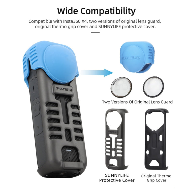For Insta360 X4 / X5 Sunnylife Silicone Shockproof Case Lens Cover(Blue) - Case & Bags by Sunnylife | Online Shopping South Africa | PMC TechLife | Buy Now Pay Later Mobicred