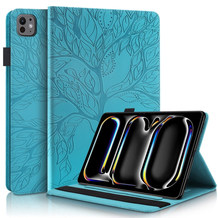 For iPad Pro 11 2024 Tree Life Series Embossed Smart Leather Tablet Case(Lake Blue) - iPad Pro 11 2024 Cases by PMC TechLife | Online Shopping South Africa | PMC TechLife | Buy Now Pay Later Mobicred