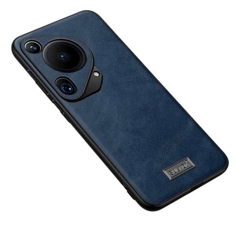 For Huawei Pura 70 Ultra SULADA Shockproof TPU Hybrid Handmade Leather Phone Case(Blue) - free shipping - PMC Jewellery - Order now!