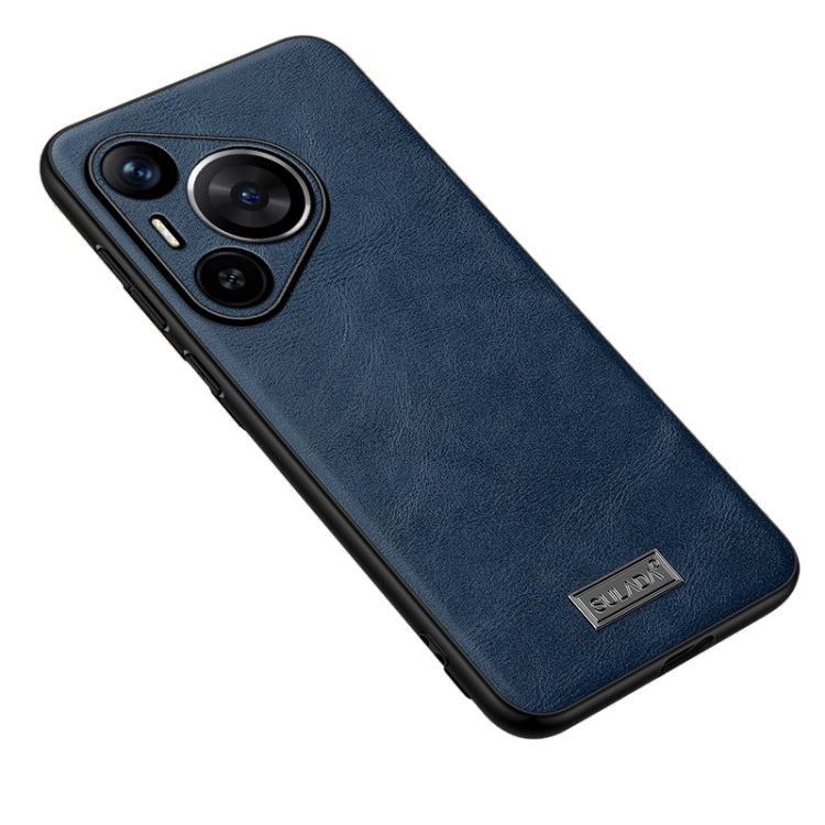 For Huawei Pura 70 SULADA Shockproof TPU Hybrid Handmade Leather Phone Case(Blue) - free shipping - PMC Jewellery - Order now!
