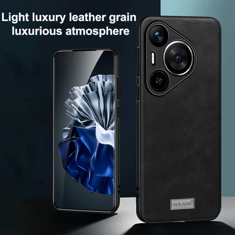 For Huawei Pura 70 Ultra SULADA Shockproof TPU Hybrid Handmade Leather Phone Case(Brown) - free shipping - PMC Jewellery - Order now!