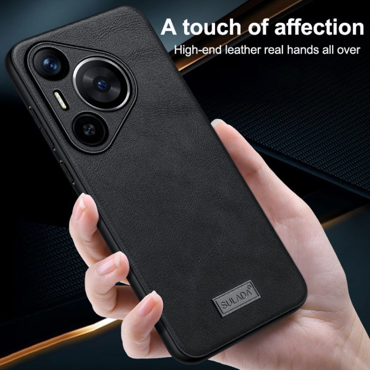 For Huawei Pura 70 Pro / 70 Pro+ SULADA Shockproof TPU Hybrid Handmade Leather Phone Case(Black) - free shipping - PMC Jewellery - Order now!