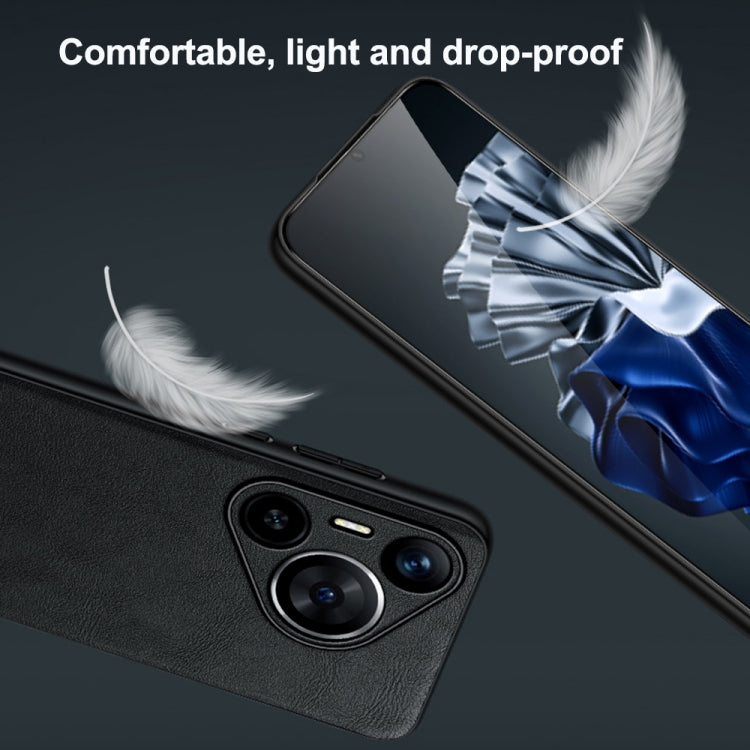 For Huawei Pura 70 SULADA Shockproof TPU Hybrid Handmade Leather Phone Case(Blue) - free shipping - PMC Jewellery - Order now!