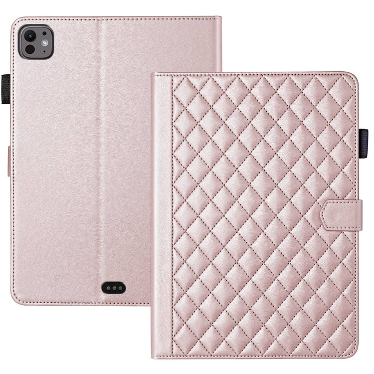 For iPad Pro 13 2024 Rhombus Lattice Leather Smart Tablet Case(Rose Gold) - iPad Pro 13 2024 Cases by PMC TechLife | Online Shopping South Africa | PMC TechLife | Buy Now Pay Later Mobicred