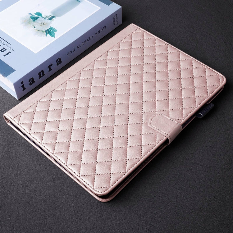 For iPad Pro 13 2024 Rhombus Lattice Leather Smart Tablet Case(Rose Gold) - iPad Pro 13 2024 Cases by PMC TechLife | Online Shopping South Africa | PMC TechLife | Buy Now Pay Later Mobicred