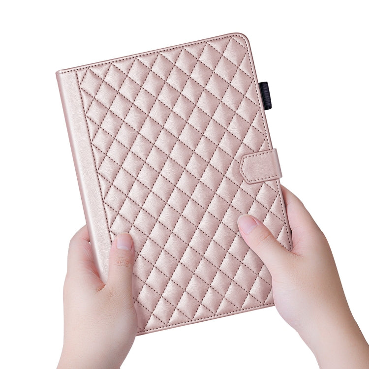 For iPad Pro 13 2024 Rhombus Lattice Leather Smart Tablet Case(Rose Gold) - iPad Pro 13 2024 Cases by PMC TechLife | Online Shopping South Africa | PMC TechLife | Buy Now Pay Later Mobicred