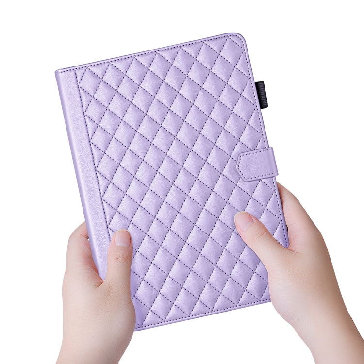 For iPad Pro 13 2024 Rhombus Lattice Leather Smart Tablet Case(Purple) - iPad Pro 13 2024 Cases by PMC TechLife | Online Shopping South Africa | PMC TechLife | Buy Now Pay Later Mobicred