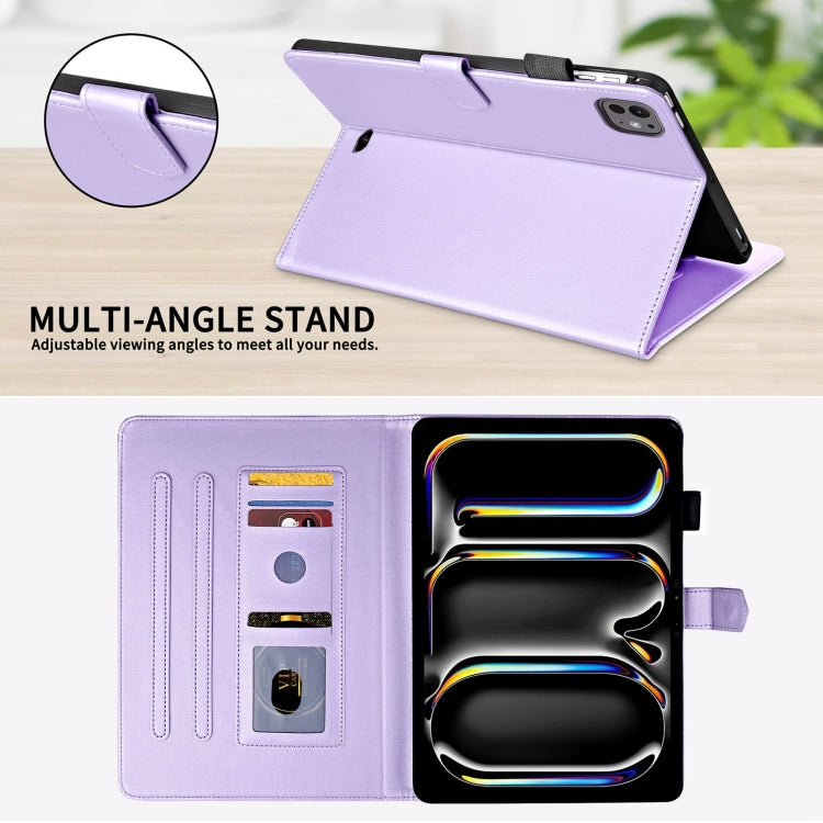 For iPad Pro 13 2024 Rhombus Lattice Leather Smart Tablet Case(Purple) - iPad Pro 13 2024 Cases by PMC TechLife | Online Shopping South Africa | PMC TechLife | Buy Now Pay Later Mobicred