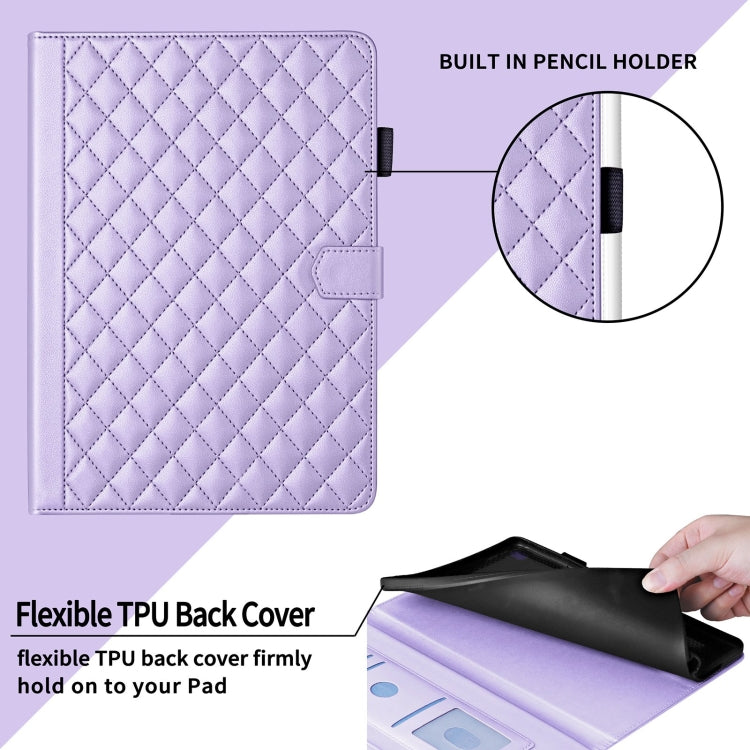 For iPad Pro 13 2024 Rhombus Lattice Leather Smart Tablet Case(Purple) - iPad Pro 13 2024 Cases by PMC TechLife | Online Shopping South Africa | PMC TechLife | Buy Now Pay Later Mobicred