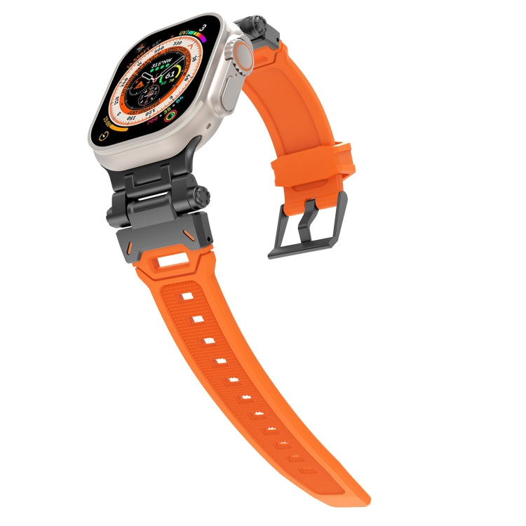 For Apple Watch SE 2023 44mm Stainless Steel Connector TPU Watch Band(Black Orange) - free shipping - PMC TechLife - Order now!