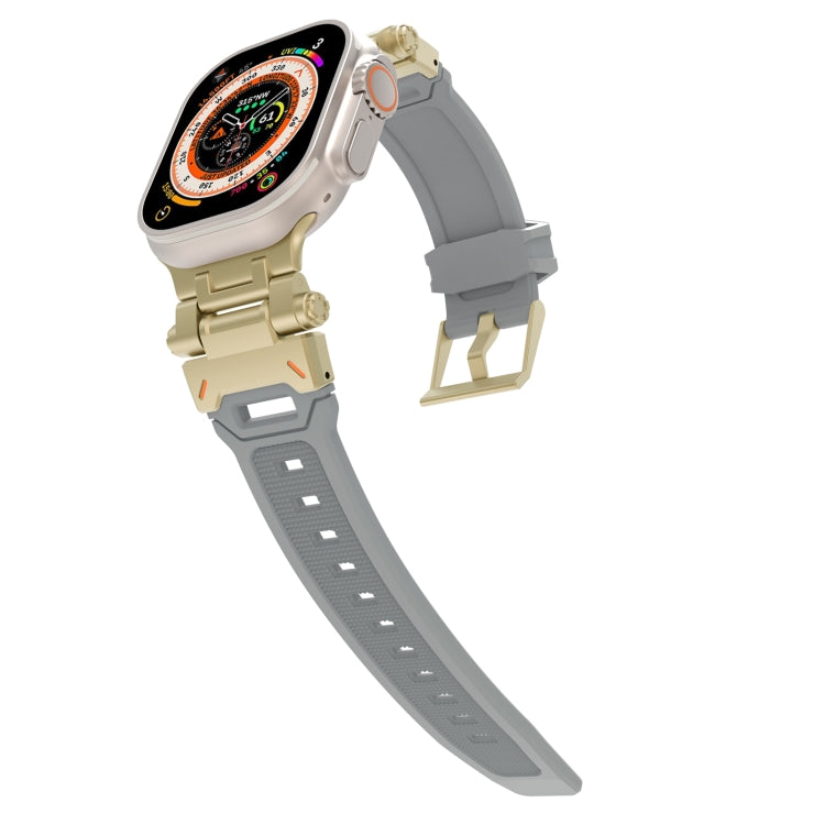 For Apple Watch SE 2023 44mm Stainless Steel Connector TPU Watch Band(Gold Grey) - free shipping - PMC TechLife - Order now!