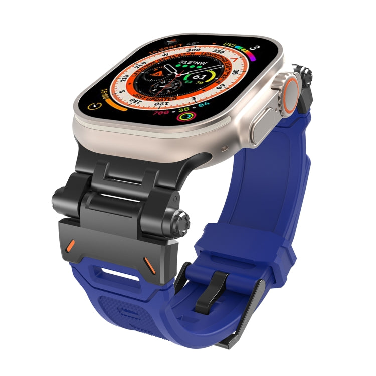For Apple Watch Ultra 2 49mm Stainless Steel Connector TPU Watch Band(Black Blue) - free shipping - PMC TechLife - Order now!
