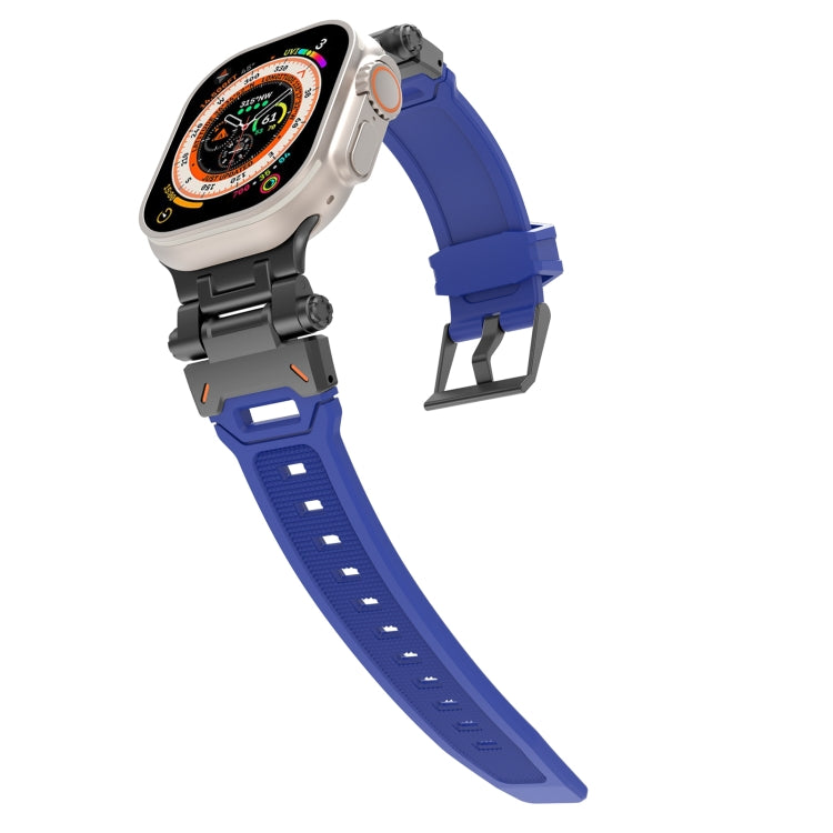 For Apple Watch Ultra 2 49mm Stainless Steel Connector TPU Watch Band(Black Blue) - free shipping - PMC TechLife - Order now!